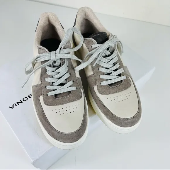 NIB Vince Rendel Suede Leather Retro Lace Up Sneakers In Woodsmoke Shoes 5 M