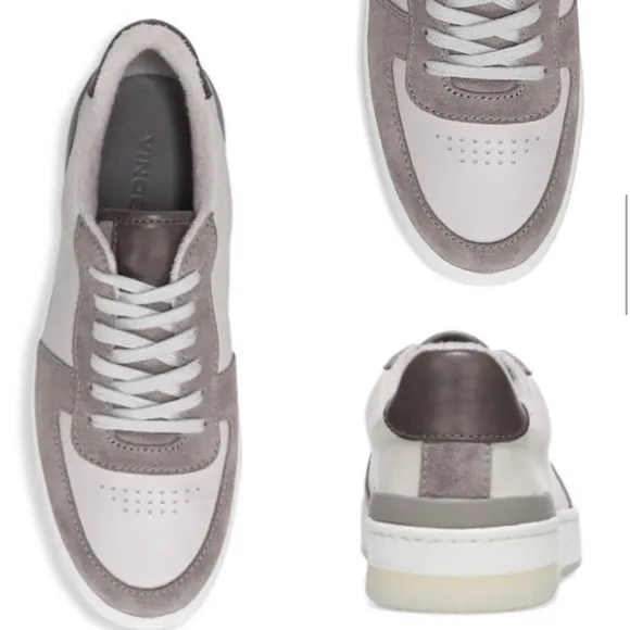 NIB Vince Rendel Suede Leather Retro Lace Up Sneakers In Woodsmoke Shoes 5 M