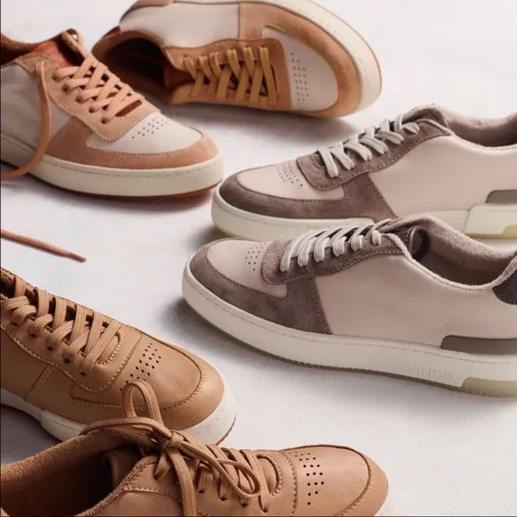 NIB Vince Rendel Suede Leather Retro Lace Up Sneakers In Woodsmoke Shoes 5 M