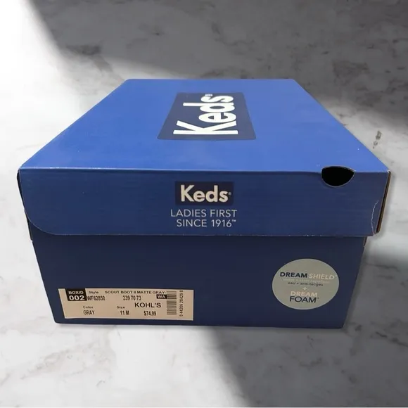 NIB Women’s KEDS Scout Boot II Water Resistant W/ Dream Foam Matte Gray Size 11