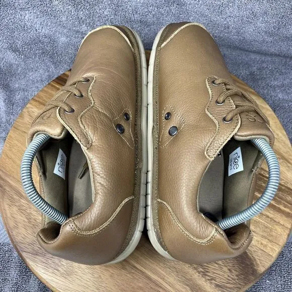 Nice Shell Beach Strut Wood Men's Size 10 Brown Leather Shoe Surfing California