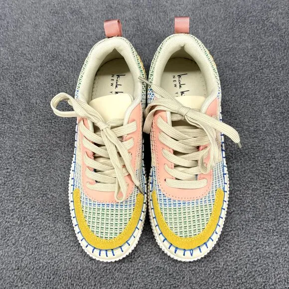 Nicole Miller Shoes Womens 6.5 Beige Brita Mixed Woven sneaker