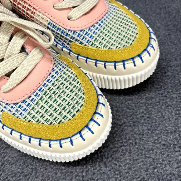 Nicole Miller Shoes Womens 6.5 Beige Brita Mixed Woven sneaker