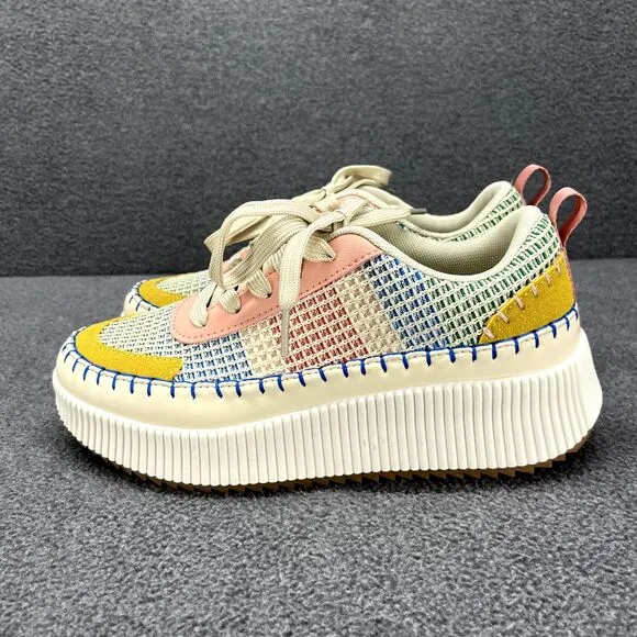 Nicole Miller Shoes Womens 6.5 Beige Brita Mixed Woven sneaker