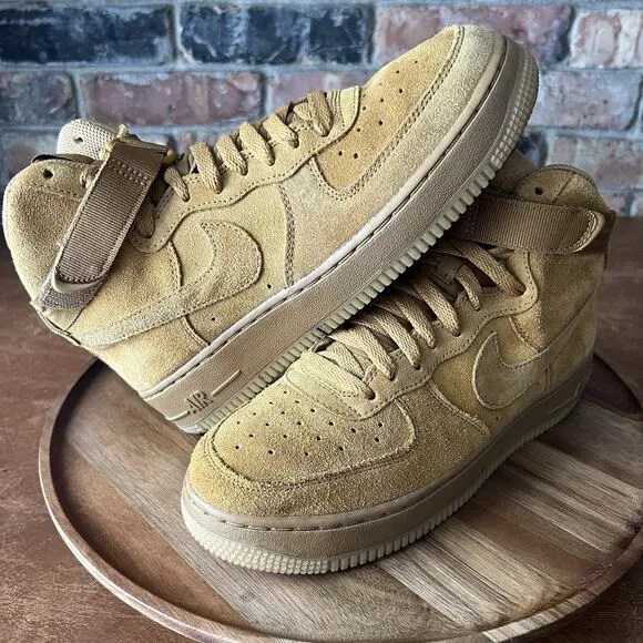Nike Air Force 1 High LV8 3 Wheat Suede Shoes Sneakers Youth 6 Women's 7.5