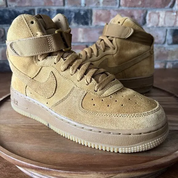 Nike Air Force 1 High LV8 3 Wheat Suede Shoes Sneakers Youth 6 Women's 7.5