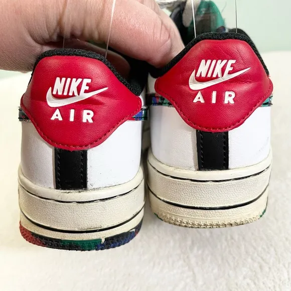 Nike Air Force Youth White Melted Crayon Leather Low-cut Sneaker Shoes Size 4.5Y
