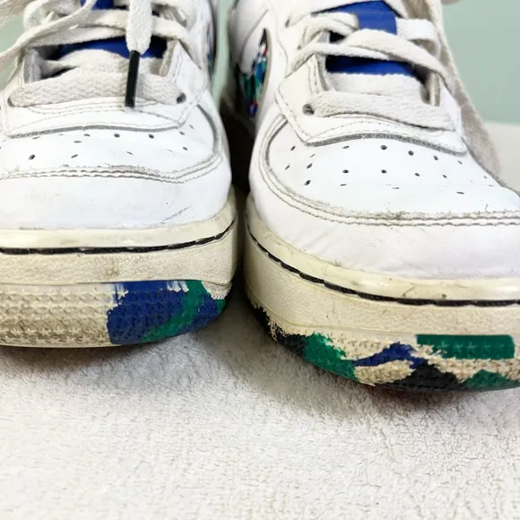 Nike Air Force Youth White Melted Crayon Leather Low-cut Sneaker Shoes Size 4.5Y