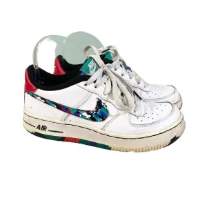 Nike Air Force Youth White Melted Crayon Leather Low-cut Sneaker Shoes Size 4.5Y