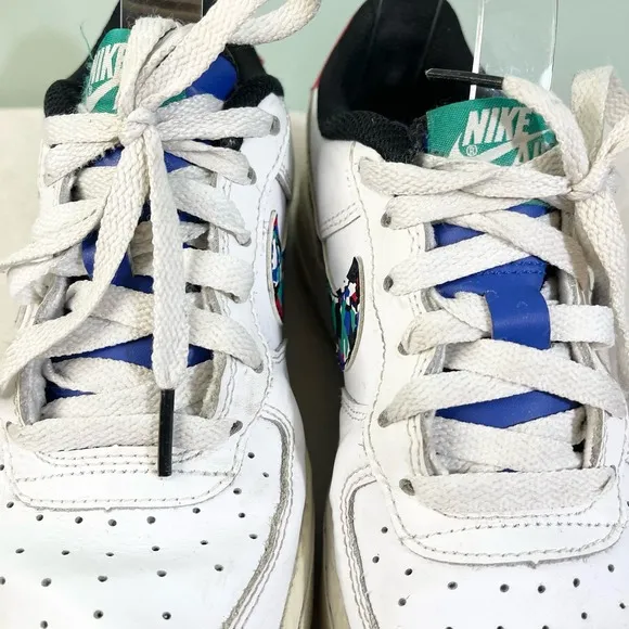 Nike Air Force Youth White Melted Crayon Leather Low-cut Sneaker Shoes Size 4.5Y