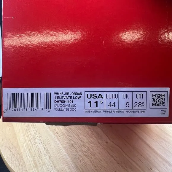 Nike Air Jordan 1 Elevate Low Shoes 'Sail' DH7004-101 Women's Size 11.5/Men's 10