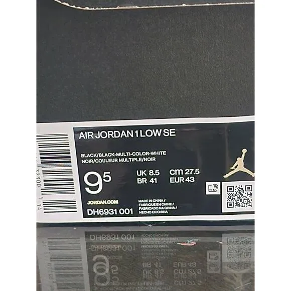Nike Air Jordan 1 Low SE Shoes Diamond Black White DH6931-001 Men's 9.5 NEW
