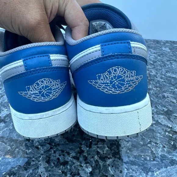 Nike Air Jordan 1 Low True Blue Grey White Shoes 553560-412 (GS) Size 6.5 Y.