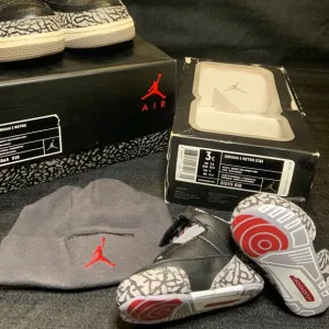 Nike Air Jordan 3 Retro &quot;Cement&quot; (GP) Sz 3c Crib Set w/ Hat 315111-010 New 2011