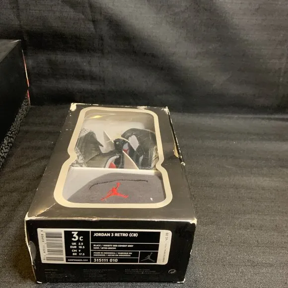 Nike Air Jordan 3 Retro &quot;Cement&quot; (GP) Sz 3c Crib Set w/ Hat 315111-010 New 2011