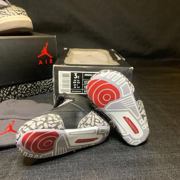 Nike Air Jordan 3 Retro &quot;Cement&quot; (GP) Sz 3c Crib Set w/ Hat 315111-010 New 2011
