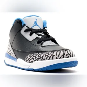 NIKE AIR JORDAN 3 RETRO GS BLACK-SPORT BLUE-GREY SHOE | PRELOVED!!👟👟💙💙