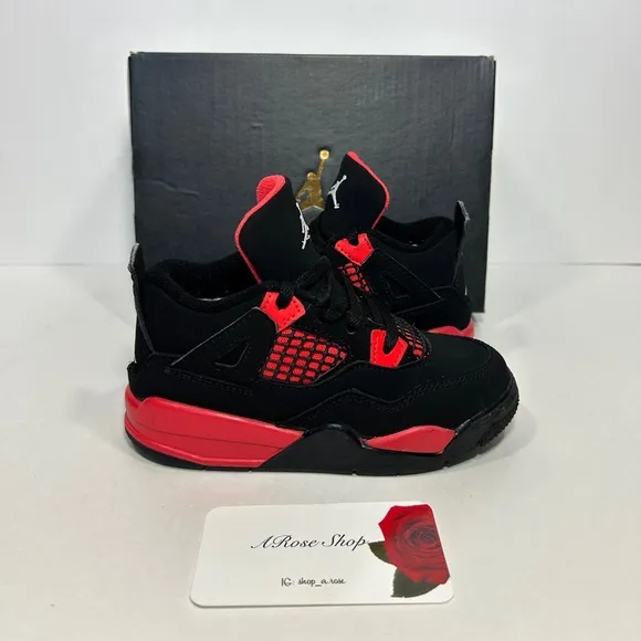 Nike Air Jordan 4 Retro TD ‘Red Thunder’ (BQ7670 016) Shoes Size: 9C