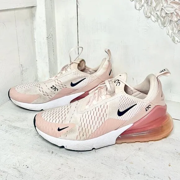 Nike Air Max 270 Low Top Running Sneakers Light Soft Pink/Black Women's Size 10