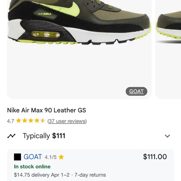 Nike Air Max 90 Leather GS - Black and Green
