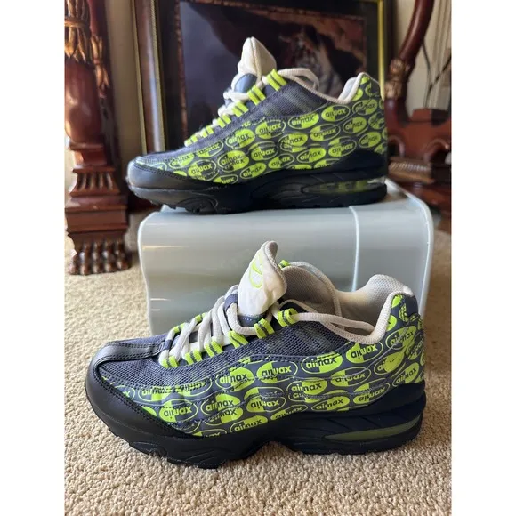 Nike Air Max 95‎ Neon Green &amp; Gray Sneakers Athletic Shoes Youth Size 6.5Y
