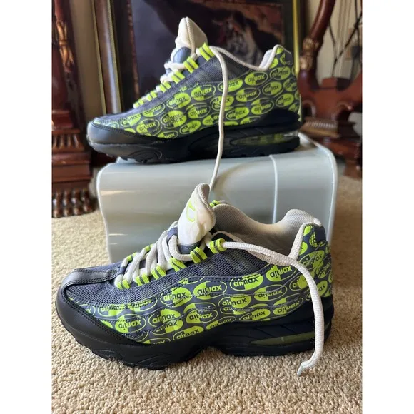 Nike Air Max 95‎ Neon Green &amp; Gray Sneakers Athletic Shoes Youth Size 6.5Y