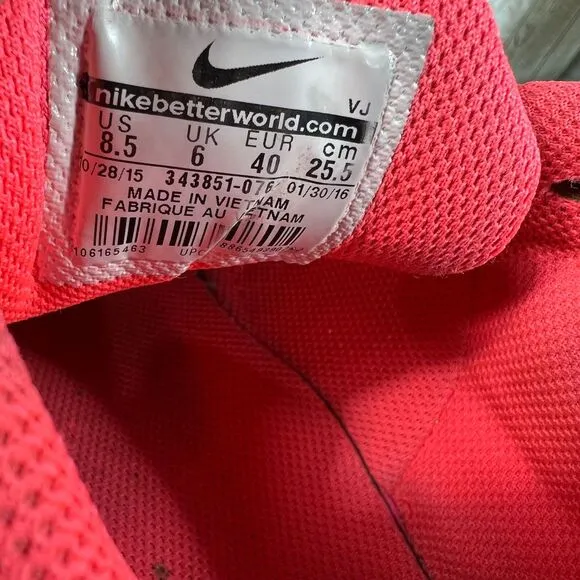 Nike Air Max Running Shoes Gray Red Neon Gradient Athletic Sneakers Size‎ 8.5