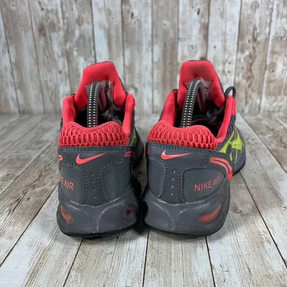Nike Air Max Running Shoes Gray Red Neon Gradient Athletic Sneakers Size‎ 8.5
