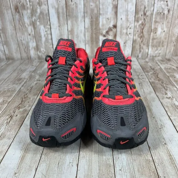 Nike Air Max Running Shoes Gray Red Neon Gradient Athletic Sneakers Size‎ 8.5
