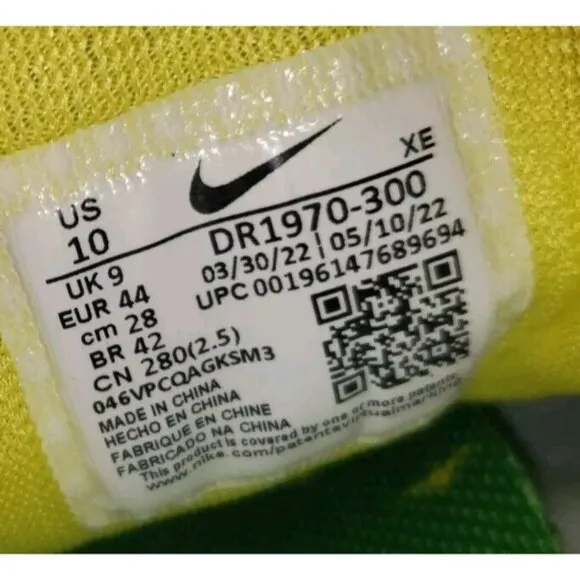 NIKE AIR PEGASUS 39 OREGON DUCKS UNIVERSITY GREEN/YELLOW MEN'S Size 10 NEW
