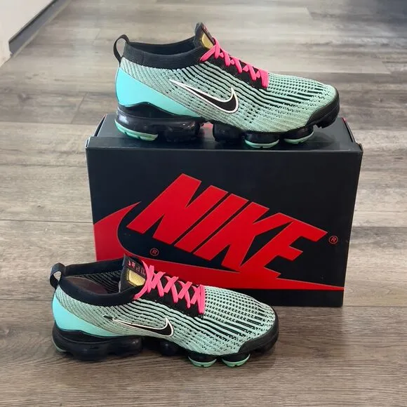 Nike Air VaporMax Flyknit 3 &quot;South Beach&quot; Turquoise Pink Black - Men's Size 10