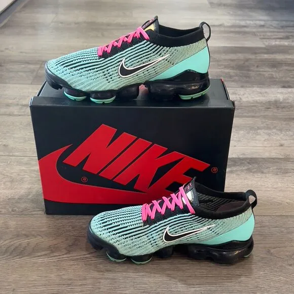 Nike Air VaporMax Flyknit 3 &quot;South Beach&quot; Turquoise Pink Black - Men's Size 10