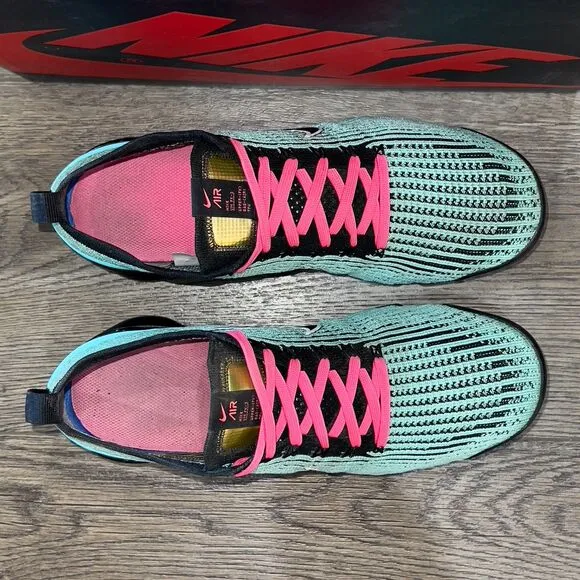 Nike Air VaporMax Flyknit 3 &quot;South Beach&quot; Turquoise Pink Black - Men's Size 10