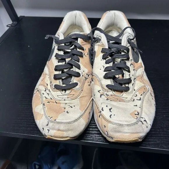 Nike Air Max 1 Premium Mens Size 12 Desert Beach Camo Black Shoes 875844-204