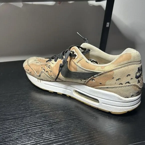 Nike Air Max 1 Premium Mens Size 12 Desert Beach Camo Black Shoes 875844-204