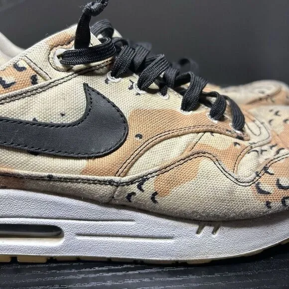 Nike Air Max 1 Premium Mens Size 12 Desert Beach Camo Black Shoes 875844-204