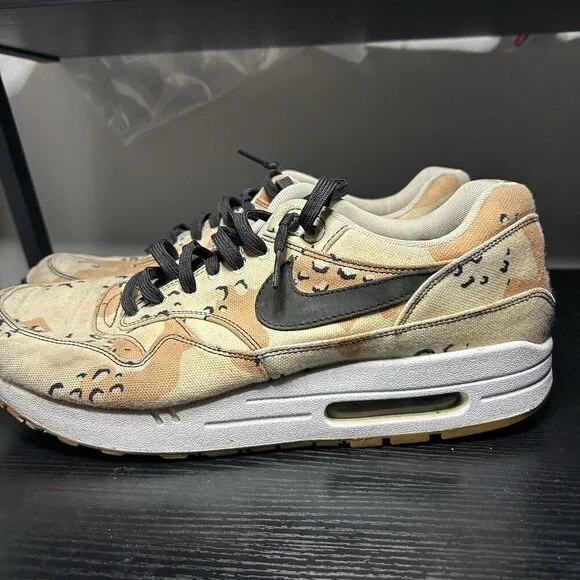 Nike Air Max 1 Premium Mens Size 12 Desert Beach Camo Black Shoes 875844-204