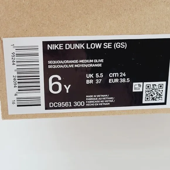 Nike Dunk Low SE GS Orange Medium Olive
