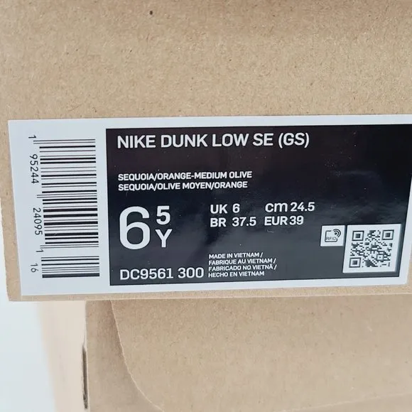 Nike Dunk Low SE GS Orange Medium Olive