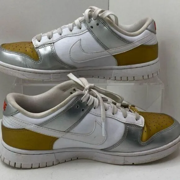 Nike Dunk Low SE 'Silver Gold Metallic' Men's Sneakers Size 10 DH4403-700