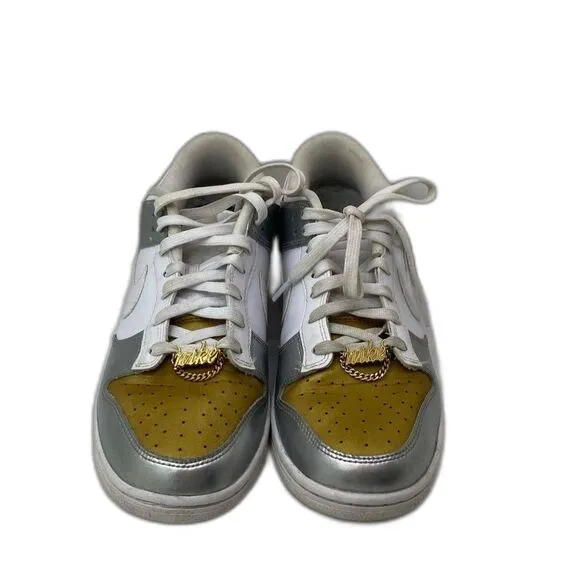 Nike Dunk Low SE 'Silver Gold Metallic' Men's Sneakers Size 10 DH4403-700