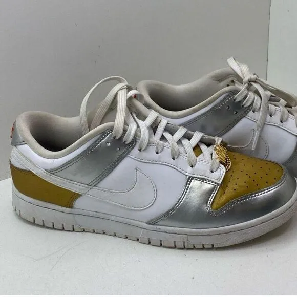 Nike Dunk Low SE 'Silver Gold Metallic' Men's Sneakers Size 10 DH4403-700