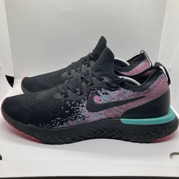 Nike Epic React Flyknit South Beach Mens 13 Black Athletic Shoes BV1572-001