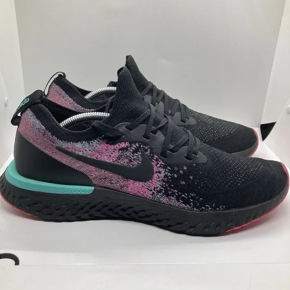 Nike Epic React Flyknit South Beach Mens 13 Black Athletic Shoes BV1572-001