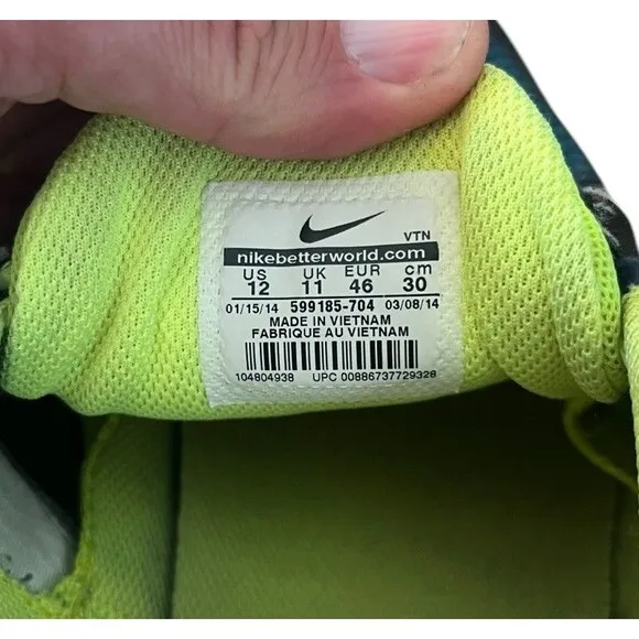 Nike Free 3.0 Running Shoes Lace Up Athletic Sneakers Mens Size 12 With Box