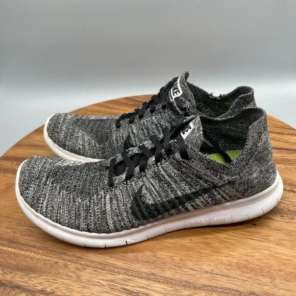 Nike Free RN Flyknit Shoes Mens 9 Running Black Oreo Comfort Walking Trainer