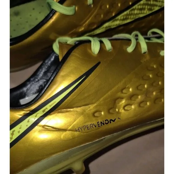 NIKE HYPERVENOM PHATAL FG NEYMAR SOCCER CLEATS GOLD Men's size 7 USED CONDITION