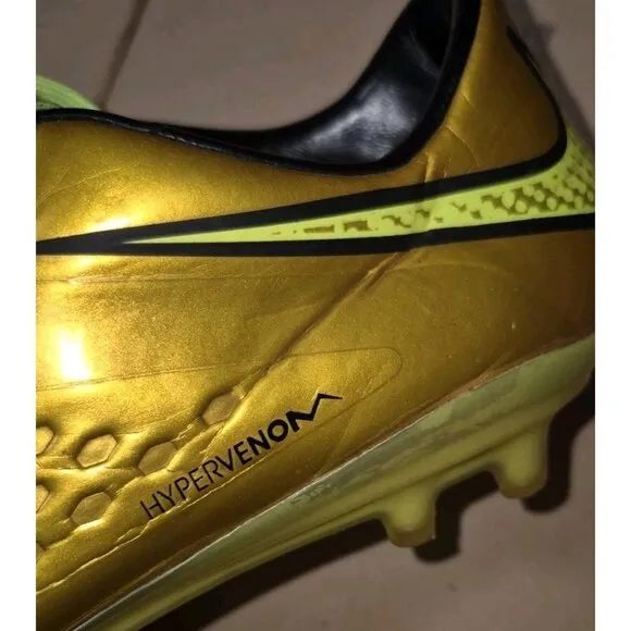 NIKE HYPERVENOM PHATAL FG NEYMAR SOCCER CLEATS GOLD Men's size 7 USED CONDITION