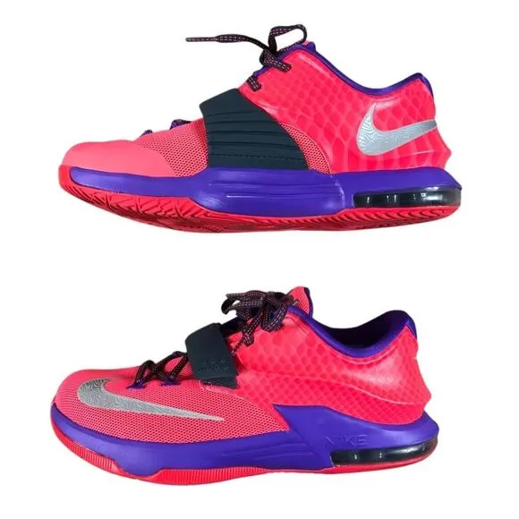 NIKE KD VII Hyper Punch Purple Sneakers 7Y Vintage Mesh Athletic Stylish Sporty