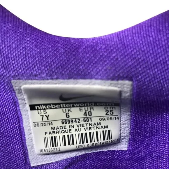 NIKE KD VII Hyper Punch Purple Sneakers 7Y Vintage Mesh Athletic Stylish Sporty